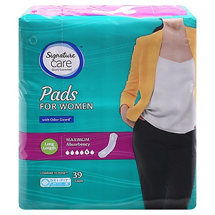 Signature Care Maximum Absorbency Long Length Bladder Control Pads For Women - 39 Count - Image 3