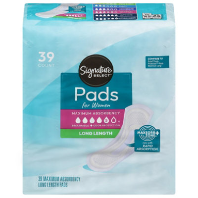 Signature Select/Care Maximum Absorbency Long Length Bladder Control Pads For Women - 39 Count - Image 2