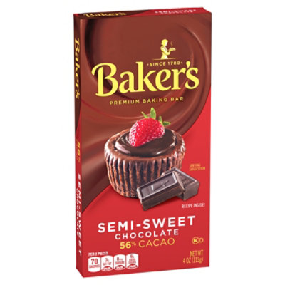 Baker's Semi Sweet Chocolate Premium Baking Bar with 56% Cacao Box - 4 Oz - Image 3