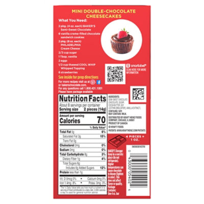 Baker's Semi-Sweet Chocolate Premium Baking Bar with 56% Cacao - 4 Oz - Image 2