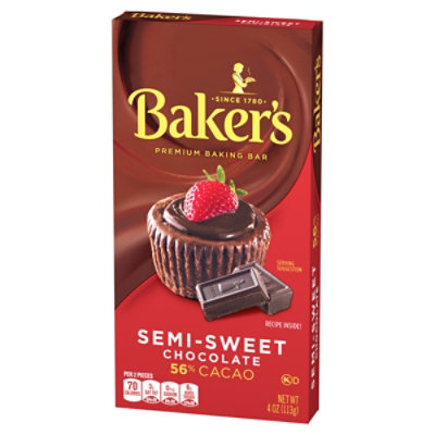 Baker's Semi Sweet Chocolate Premium Baking Bar with 56% Cacao Box - 4 Oz - Image 4