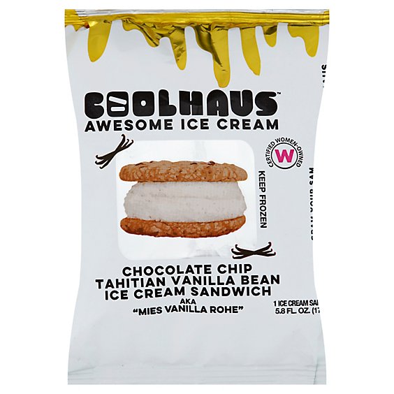CoolHaus Ice Cream Sandwich Chocolate Chip Cookie Vanilla Bean - 5.2 Oz