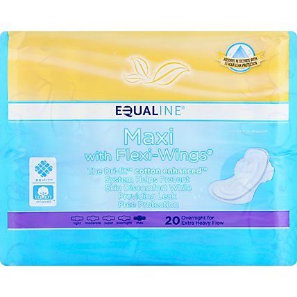 Signature Care Extra Heavy Flow Overnight Absorbency With Flexi Wings Maxi Pads - 20 Count - Image 2