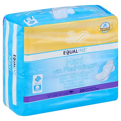 Signature Care Extra Heavy Flow Overnight Absorbency With Flexi Wings Maxi Pads - 20 Count