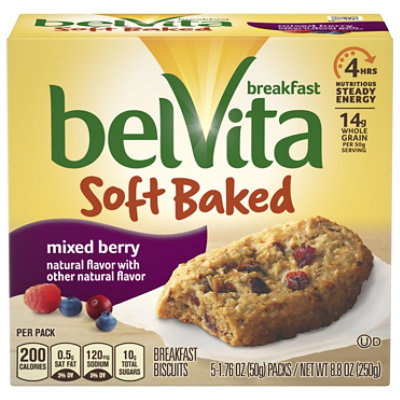 belVita Breakfast Biscuits Soft Baked Mixed Berry - 5-1.76 Oz