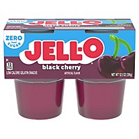 Jell-O Black Cherry Sugar Free Ready to Eat Jello Cups Gelatin Snack Cups - 4 Count - Image 1