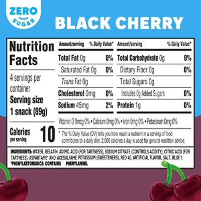 Jell-O Black Cherry Sugar Free Ready to Eat Jello Cups Gelatin Snack Cups - 4 Count - Image 2