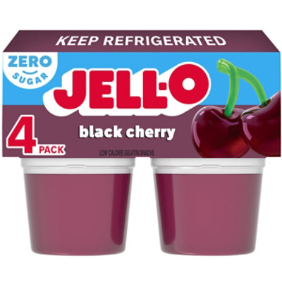 JELL-O Gelatin Snacks Sugar Free Black Cherry 4 Count - 12.5 Oz