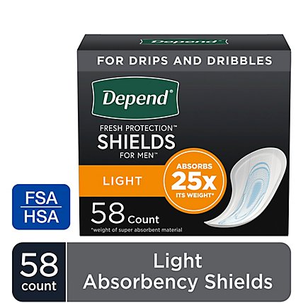 Depend Incontinence Shields for Men Light Absorbency - 58 Count - Image 2