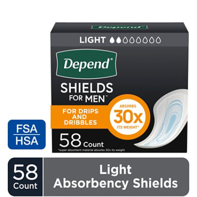 Depend Incontinence Shields for Men - 58 Count - Image 1