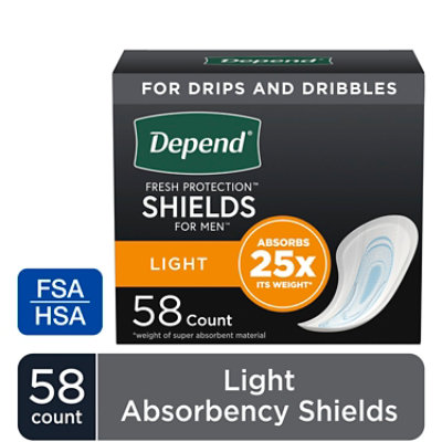 Depend Incontinence Shields for Men Light Absorbency - 58 Count