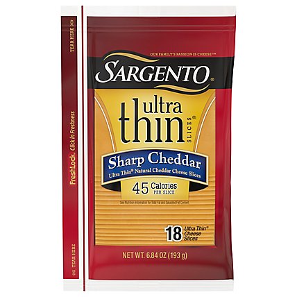 Sargento Cheese Slices Ultra Thin Sharp Cheddar 18 Count - 6.84 Oz - Image 3
