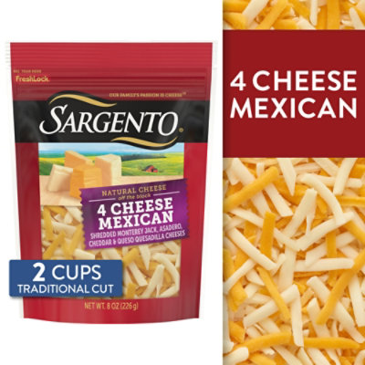 Sargento Shredded 4 Cheese Mexican Natural Cheese Traditional Cut - 8 Oz - Image 1