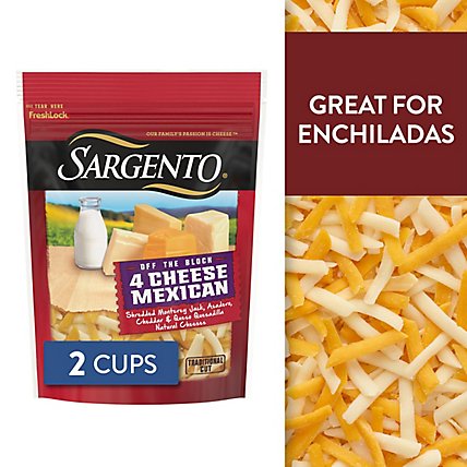 Sargento Off the Block Cheese Shredded Traditional Cut 4 Cheese Mexican - 8 Oz - Image 1