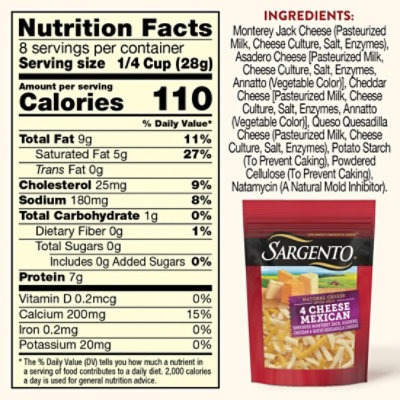 Sargento Shredded 4 Cheese Mexican Natural Cheese Traditional Cut - 8 Oz - Image 4