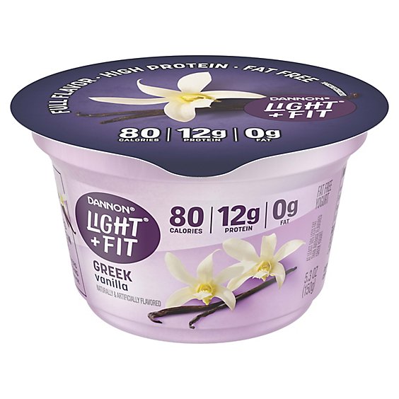 Dannon Light + Fit Vanilla Non Fat Gluten Free Yogurt Greek - 5.3 Oz