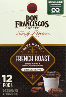 Don Franciscos Coffee Family Reserve Coffee Single Serve Dark Roast French Roast - 12-0.33 Oz - Image 2