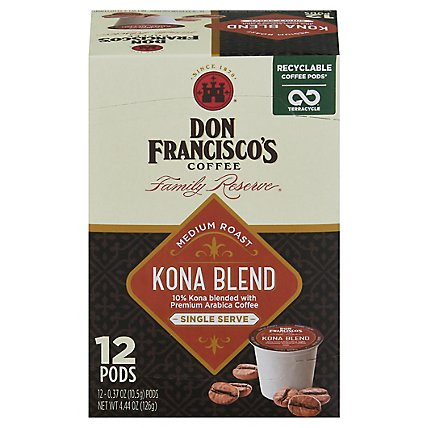 Don Franciscos Coffee Family Reserve Coffee Single Serve Medium Roast Kona Blend - 12-0.37 Oz - Image 2