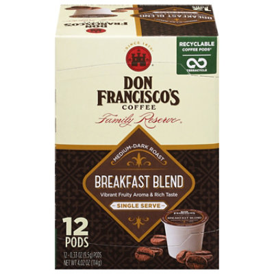 Don Franciscos Coffee Family Reserve Coffee Single Serve Medium-Dark Breakfast Blend - 12-0.33 Oz - Image 3