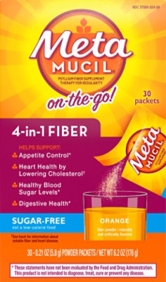 Metamucil Fiber Supplement 4 In 1 MultiHealth Powder On The Go Orange Sugar Free - 30-0.21 Oz - Image 2