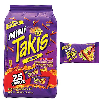 Takis Fuego Hot Chili Pepper & Lime Rolled Tortilla Chips - 25-1.2 Oz - Image 1