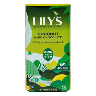 Lilys Chocolate Dark Chocolate Coconut 55% Cocoa - 3 Oz - Image 3