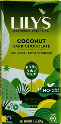 Lilys Chocolate Dark Chocolate Coconut 55% Cocoa - 3 Oz - Image 2