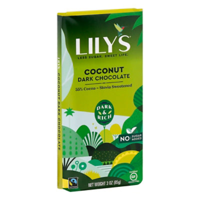 Lilys Chocolate Dark Chocolate Coconut 55% Cocoa - 3 Oz