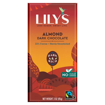 Lilys Chocolate Dark Chocolate Almond 55% Cocoa - 3 Oz - Image 3