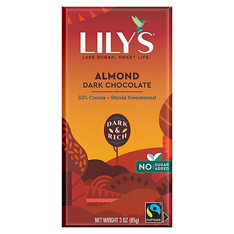 Lilys Chocolate Dark Chocolate Almond 55% Cocoa - 3 Oz