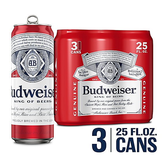 Budweiser Genuine Lager Beer In Cans - 3-25 Fl. Oz.