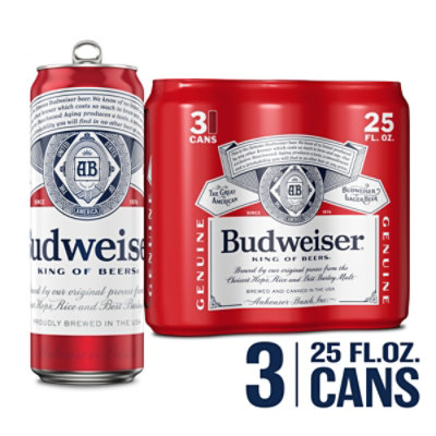 Budweiser Genuine Lager Beer In Cans - 3-25 Fl. Oz.