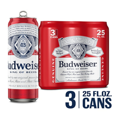 Budweiser Genuine Lager Beer In Cans - 3-25 Fl. Oz.