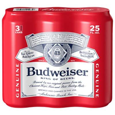 Budweiser American Lager Beer in Cans - 3 - 25 Fl. Oz. - Image 2