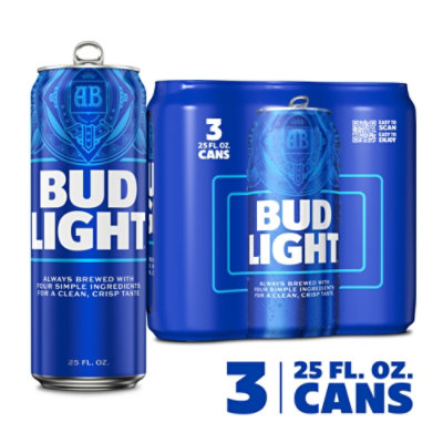 Bud Light American Lager Beer in Cans - 3 - 25 Fl. Oz.