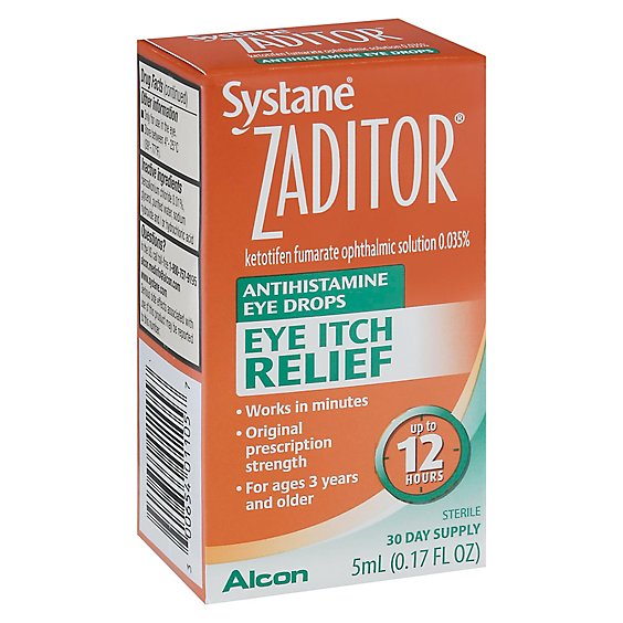 ZADITOR Eye Drops Antihistamine Original Prescription Strength Eye Itch Relief - 0.17 Fl. Oz.