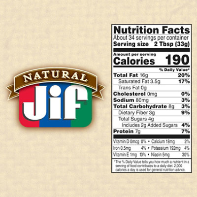 Jif Natural Peanut Butter Creamy - 40 Oz - Image 4