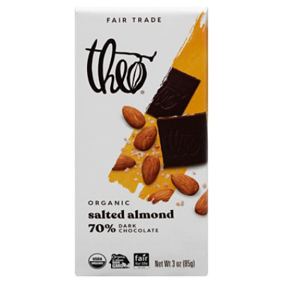 Theo Chocolate Organic 70% Dark Chocolate Salted Almond - 3 Oz - Image 3