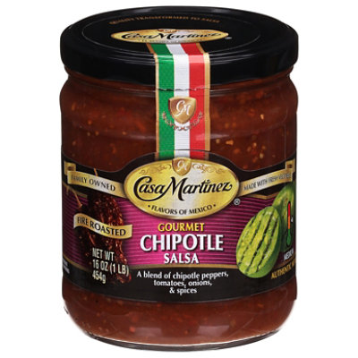 Casa Martinez Salsa Fire Roasted Chipotle Medium Jar - 16 Oz