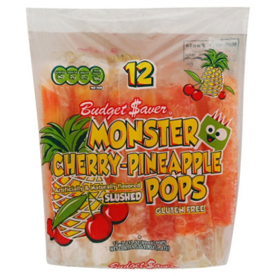 Budget Saver Cherry Pineapple Monster Pops - 12 Count - Safeway