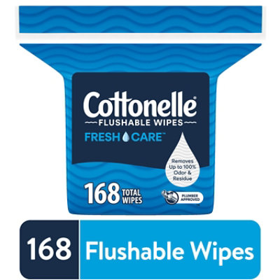 Cottonelle Fresh Care Flushable Wet Wipe Refill Bag with 168 Wipes Per Pack - Each - Image 1