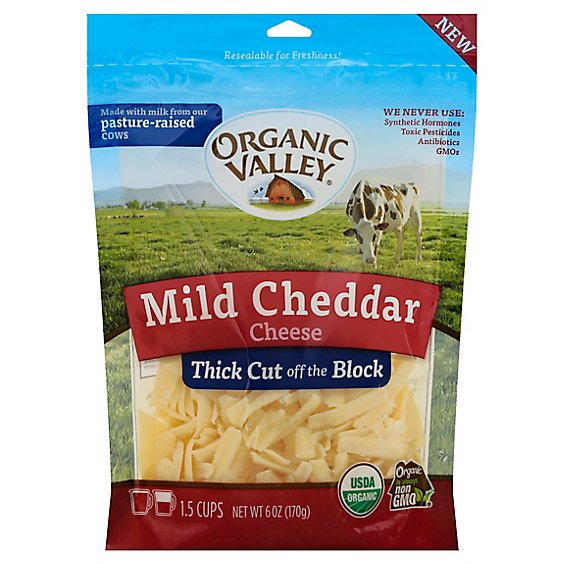 Organic Valley Cheese Organic Finely Shredded Mild Cheddar - 6 Oz