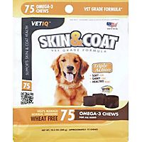 VetIQ Dog Treats Skin Coat Maximum Strength Soft Chews Chicken Flavored Pouch - 75 Count - Image 1