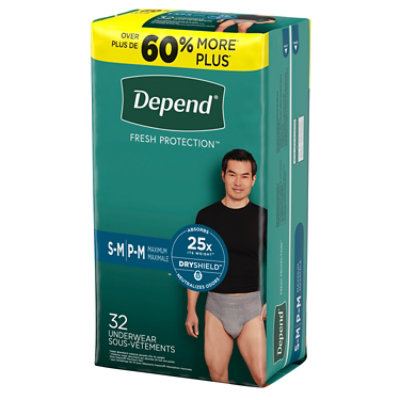 Depend Fresh ProteCountion Adult Small/Medium Grey Absorbency Incontinence Underwear - 32 Count - Image 8