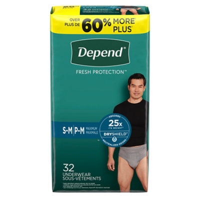 Depend Fresh ProteCountion Adult Small/Medium Grey Absorbency Incontinence Underwear - 32 Count - Image 7