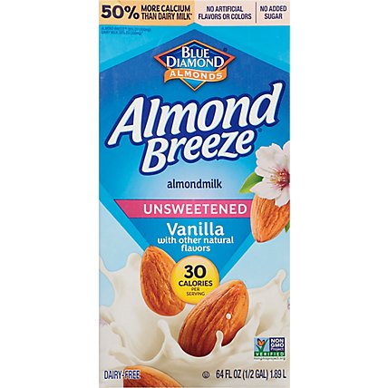 Blue Diamond Almond Breeze Almondmilk Unsweetened Vanilla 40 Calories - 64 Fl. Oz. - Image 2