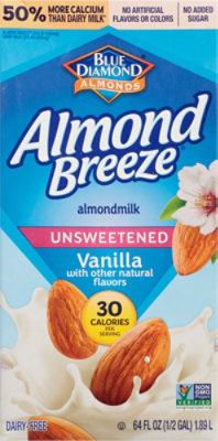 Blue Diamond Almond Breeze Almondmilk Unsweetened Vanilla 40 Calories - 64 Fl. Oz. - Image 2