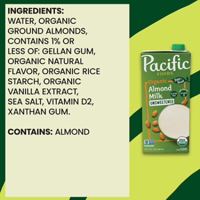 Pacific Foods Organic Unsweetened Almond Milk - 32 Fl. Oz. - Image 5