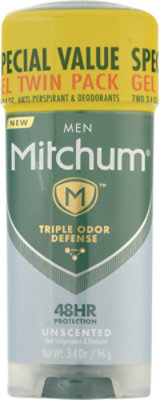 Mitchum Anti-Perspirant & Deodorant For Men Gel Unscented Twin Pack - 2-3.4 Oz - Image 2