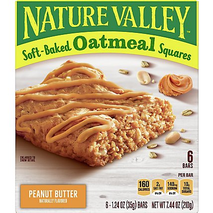 Nature Valley Oatmeal Squares Soft-Baked Peanut Butter - 6-1.24 Oz - Image 2